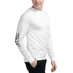 Mens Champion Long Sleeve Shirt White With Black Bonsai Artist And Three Bonsai Trees