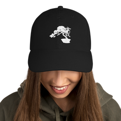 Champion Dad Cap With White Bonsai Tree