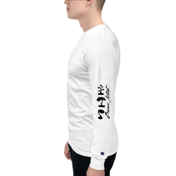 Mens Champion Long Sleeve Shirt White With Black Bonsai Artist And Three Bonsai Trees