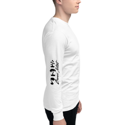 Mens Champion Long Sleeve Shirt White With Black Bonsai Artist And Three Bonsai Trees