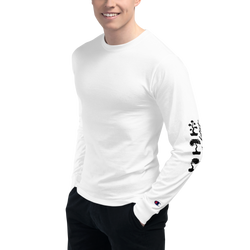 Mens Champion Long Sleeve Shirt White With Black Bonsai Artist And Three Bonsai Trees