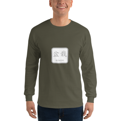 Men’s Long Sleeve Shirt with Bonsai Text