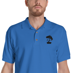 Mens Polo Shirt Embroidered With A White Bonsai Tree
