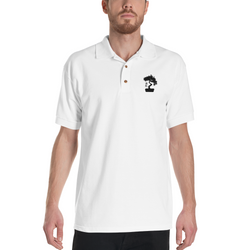 Mens Polo Shirt Embroidered With A White Bonsai Tree
