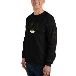 Men’s Long Sleeve Shirt with Red and Green Bonsai