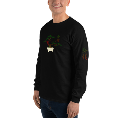Men’s Long Sleeve Shirt with Red and Green Bonsai