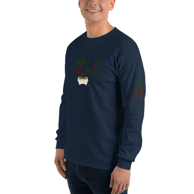 Men’s Long Sleeve Shirt with Red and Green Bonsai