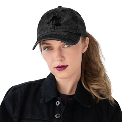 Vintage Cotton Twill Cap With Embroidered Bonsai Tree