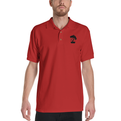 Mens Polo Shirt Embroidered With A White Bonsai Tree