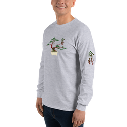 Men’s Long Sleeve Shirt with Red and Green Bonsai