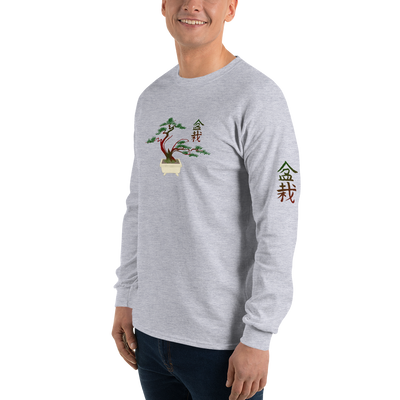 Men’s Long Sleeve Shirt with Red and Green Bonsai