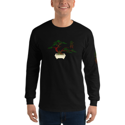 Men’s Long Sleeve Shirt with Red and Green Bonsai