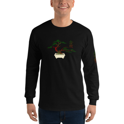 Men’s Long Sleeve Shirt with Red and Green Bonsai