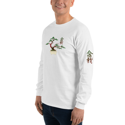 Men’s Long Sleeve Shirt with Red and Green Bonsai
