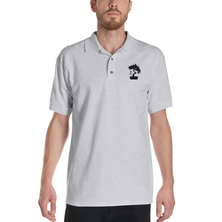 Mens Polo Shirt Embroidered With A White Bonsai Tree