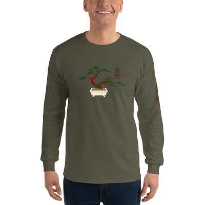 Men’s Long Sleeve Shirt with Red and Green Bonsai