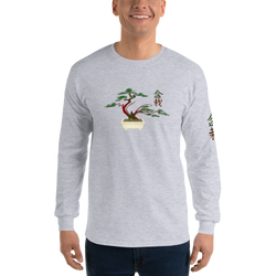 Men’s Long Sleeve Shirt with Red and Green Bonsai