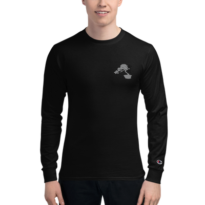 Men's Champion Long Sleeve Shirt with Grey Bonsai Tree