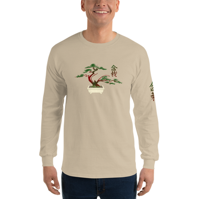 Men’s Long Sleeve Shirt with Red and Green Bonsai