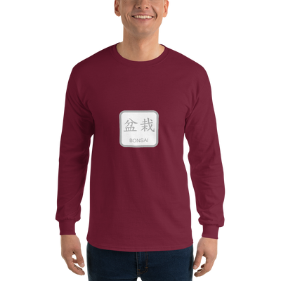 Men’s Long Sleeve Shirt with Bonsai Text