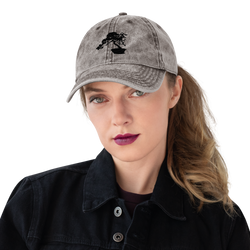 Vintage Cotton Twill Cap With Embroidered Bonsai Tree