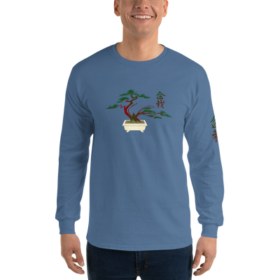 Men’s Long Sleeve Shirt with Red and Green Bonsai