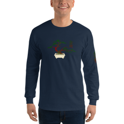 Men’s Long Sleeve Shirt with Red and Green Bonsai