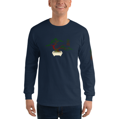 Men’s Long Sleeve Shirt with Red and Green Bonsai