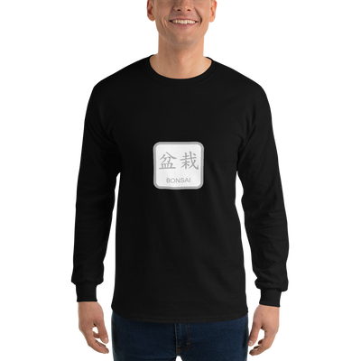 Men’s Long Sleeve Shirt with Bonsai Text